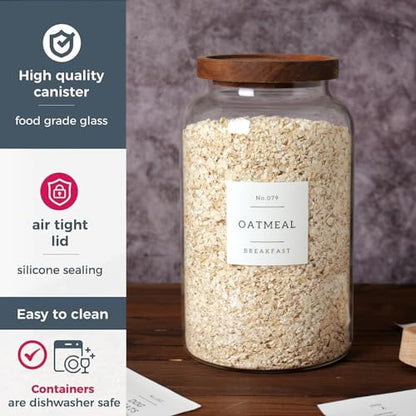 CZSZYGHBAO 2 PCS Large Glass Jar with Airtight Lid, Glass Food Storage Jars for Tea,Spice,Cereal, Egg,Flour,Coffee and More(98 FL OZ/2800 ml) - color: 2800ml