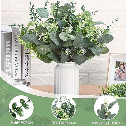 30 Pcs 6 Kind Mixed Eucalyptus Leaves Stem Bulk Artificial Greenery | Fake Silver Dollar Eucalyptus Bundle Faux Plants Greenery for DIY Bouquets Floral Arrangement Wedding Engagement Decor