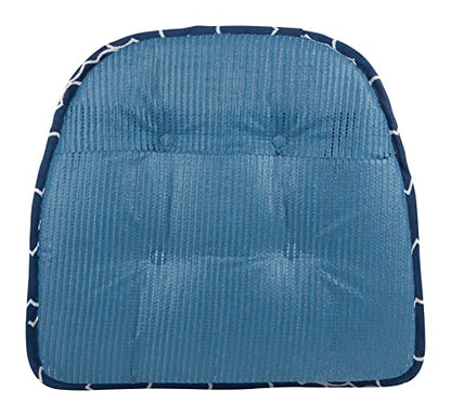 Klear Vu Omega Non-Slip Chair Cushions, Assembled in USA, U-Shaped Skid-Proof Seat Pads for Dining Room, Kitchen, Office, 15"x16" 4 Pack Geo Blue 4 Count - color: Geo Blue, size: 4 Pack