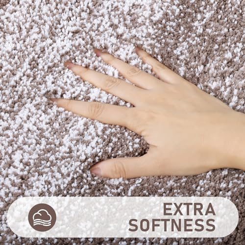 Bsmathom Bathroom Rug Set 4 Piece, Plush Microfiber Bath Mat, Coffee | Super Water Absorbent, Non Slip Machine Washable Bath Rug Sets with Toilet Lid Cover and U-shaped Contour Toilet Mat - color: Coffee, size: 18"x26"+20"x31"+U20"x24"+Cover19"x21"