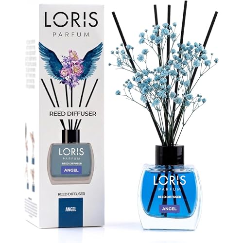 Loris Angel Reed Diffuser Set with Dried Flowers | Reed Diffusers for Home with Sticks | Bathroom Diffuser & Room Scent | Long-Lasting Home Fragrance | 120 mL / 4.06 fl oz - color: Angel