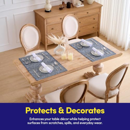 Sweet Home Collection 100% Cotton Placemats for Dining Room Rectangle Two Tone Woven Fabric 13" x 19" Soft Durable Table Mat Set, Set of 6, Navy - color: Navy, size: Rectangle 13" x 19"