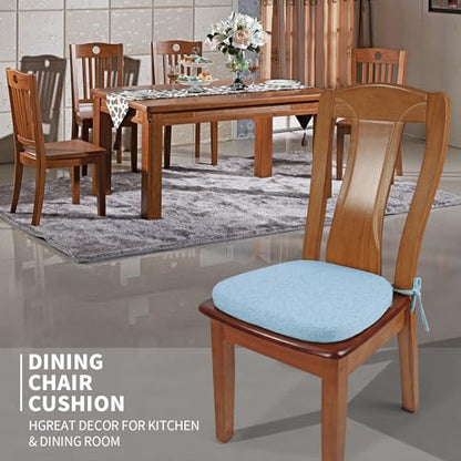 SINOSSO 1 Pack Memory Foam Chair Cushions for Dining Chair, Friendly Woven Fabric 16" U-Shape Comfortable Kitchen Chair Pad, Removable Slip Resistant Seat Cushion (1 Piece, Water Blue) - color: Water Blue