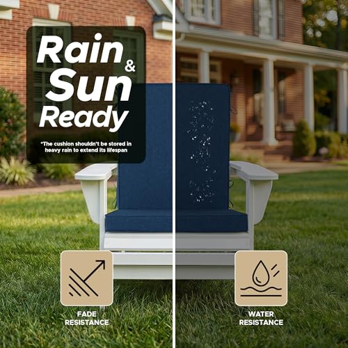 Outdoor Chair Cushions 20x20 Inch, Set of 2, Navy Blue | Water Resistant, Fade Resistant, Patio Furniture Lawn Dining Seat Replacement with High Back, Removable Cover with Zipper - color: Navy Blue, size: 20" x 20" 2 Pack