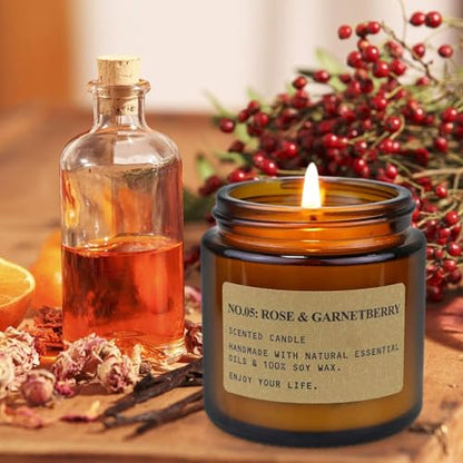 6 Pack Candles for Home Scented Aromatherapy Candle Gift Set for Women Soy Wax Long Lasting Amber Jar Candles Gift for Birthday Mother's Thanksgiving Day Present - color: Amber(6 Pack)
