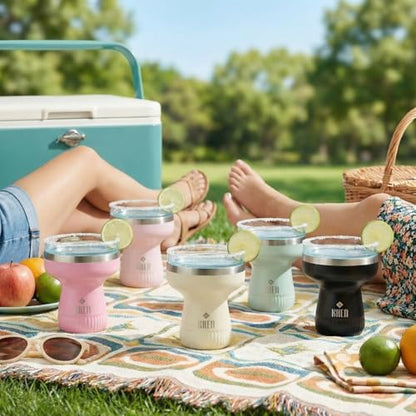 Double Wall Insulated Margarita Tumbler, Cocktail Cup - Sea Glass, 16 oz | Keeps Drinks Cold 12+ Hours, Shatterproof, Portable, Travel Friendly Perfect for Margaritas, Martinis, Cocktails & Mix Drinks - color: Sea Glass