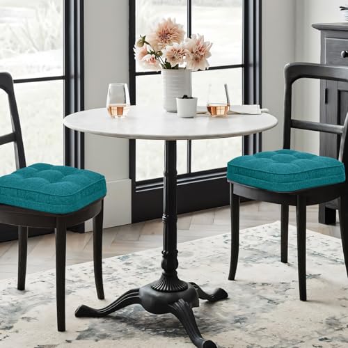 GOFORIT Memory Foam Cushion，Square Seat Cushions for Dining Chairs,Non-Slip Chair Pads with Removable Cover, 16'' x 16'', Blue - color: Blue