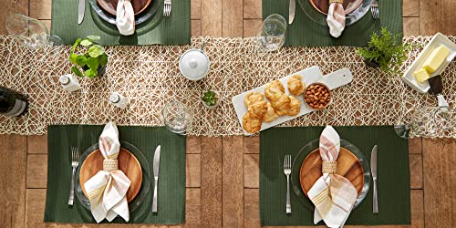 DII Basic Everyday Ribbed Tabletop 100% Cotton, Placemat Set, 13x19, Dark Green, 6 Piece - color: Dark Green, size: 13x19"