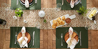 DII Basic Everyday Ribbed Tabletop 100% Cotton, Placemat Set, 13x19, Dark Green, 6 Piece - color: Dark Green, size: 13x19"