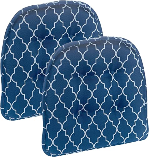 Klear Vu Omega Non-Slip Chair Cushions, Assembled in USA, U-Shaped Skid-Proof Seat Pads for Dining Room, Kitchen, Office, 15"x16" 8 Pack Geo Blue 8 Count - color: Geo Blue, size: 8 Pack