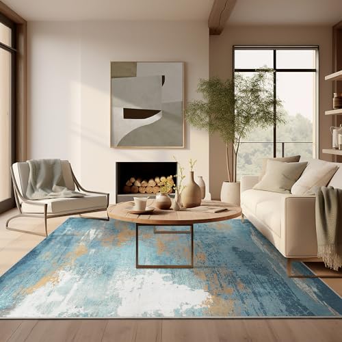Ashler Abstract Rug, 6x9 Area Rugs, Modern Abstract Area Rug for Living Room, Bedroom, Kitchen Dining Room, Office, Blue Home Decor, Non-Slip & Machine Washable Rugs, Carpet Decoration - color: Z-abstract Blue, size: 6' x 9' (Rectangular)