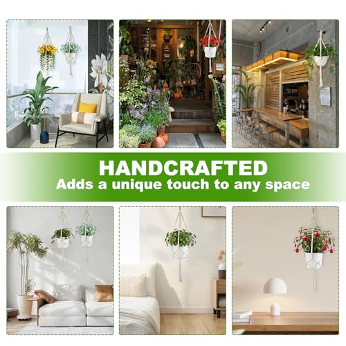 Oligei 2 Pack Macrame Plant Hanger, 34"/41" Hanging Planters for Indoor Plants, Strong Hanging Planter Holder with 2 Hooks (Pots Not Included)