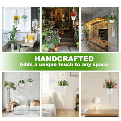 Oligei 2 Pack Macrame Plant Hanger, 34"/41" Hanging Planters for Indoor Plants, Strong Hanging Planter Holder with 2 Hooks (Pots Not Included)
