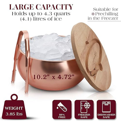 Gusto Nostro 4.1L Insulated Ice Bucket with Lid and Tongs, Double Wall Stainless Steel Ice Bucket Large, BPA Free Ice Bucket for Cocktail Bar, Keeps Champagne, Wine, Beer Chill for Parties (Rose) - color: Rose