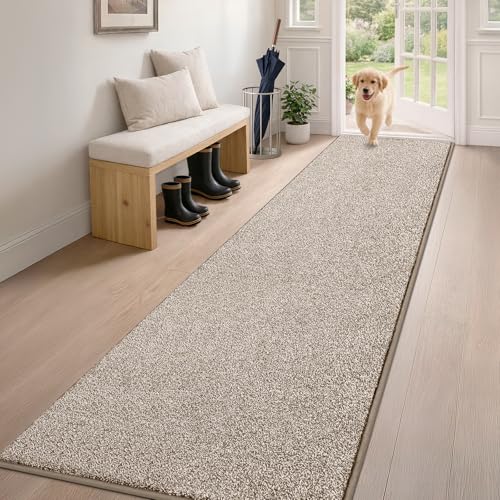 PURRUGS Hallway Runner Rug, 24" x 84", Taupe | Machine Washable, Non-Slip, Waterproof TPR Backing, Super Absorbent, Low Profile, For Hallway, Kitchen, and Entryway - color: Taupe, size: 24" X 84"