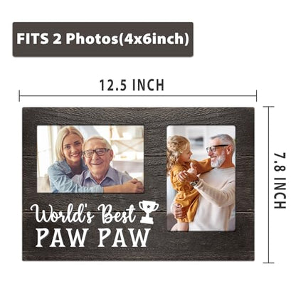 Fathers Day Pawpaw Gifts, Paw Paw Gift for Grandpa 3D Photo Frame Hold 4x6 Inches Two Photos, Best Pawpaw Ever Birthday Gift for Him from Grandkids, Gifts for Pawpaw Who Wants Nothing - color: paw paw