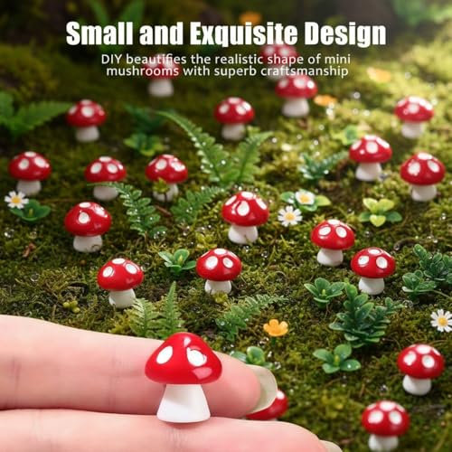 Jetec 24 Pcs Mini Mushrooms for Crafts Fairy Tiny Resin Garden Mushroom Small Figurines Miniatures Little DIY Accessories Gift Bulk for Home Dollhouse Handmade Landscape Aquarium Potted Decoration