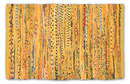 DII Chindi Home Collection Handwoven Multicolor Area Rag Run, 4x6', Mustard Yellow - color: Mustard Yellow, size: 4' x 6' (Rectangular)