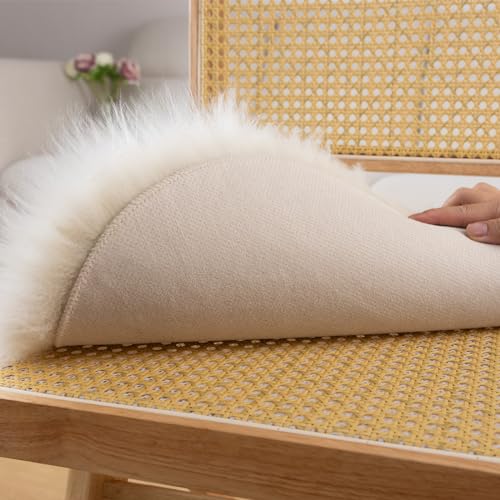 LLB Sheepskin Chair Pads - Office & Dining Room Chair Cushions (16.5" Round, Cream Brown) - color: Cream Brown, size: Round 16.5" (Pack of 1)