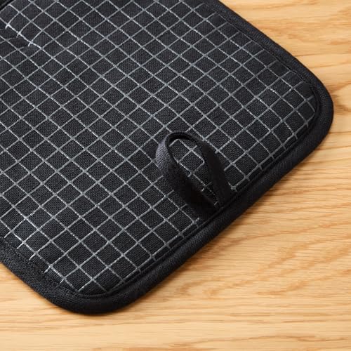 KITCHENAID Gourmet Series Gridlines Pot Holders 2-Pack Set, Heat Resistant up to 600°F, Soft Silicone Grip, Magnetic Cuff, Matte Black, 8"x8" - color: Matte Black