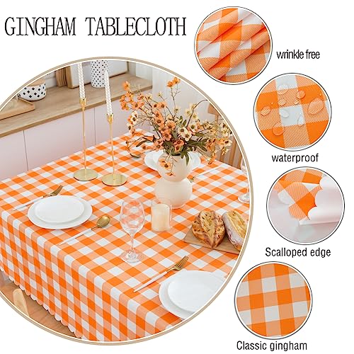MANGATA CASA Checkered Table Cloth for Square Tables-Gingham Waterproof Kitchen & Table Linens-Polyester Buffalo Plaid Wrinkle Free Table Cover(Pumpkin Yellow 52x52in) - color: Pumpkin Yellow, size: 52" x 52" (Square)