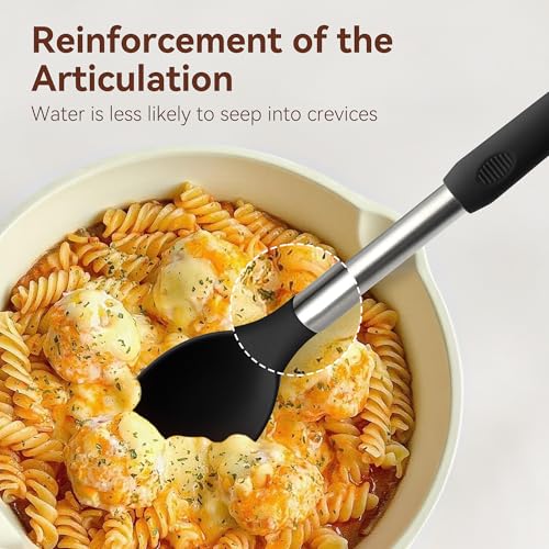 NCUE 35 Pcs Silicone Cooking Utensils Set BPA Free 446°F Heat Resistant | Stainless Steel Handles Kitchen Utensils Set, Thickened Heads Silicone Grips Nonstick Dishwasher Safe for Baking Housewarming - color: Black