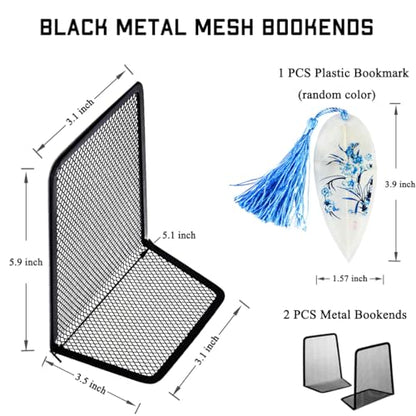 LRZCGB Metal Mesh Bookends Desktop Stand Book Holder Bookshelf Decoration for Office Library School