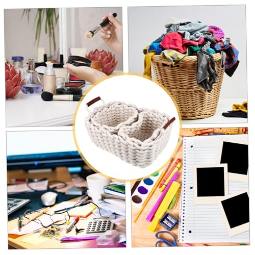 Ciieeo 3pcs Nesting Baskets Set Versatile Gift Baskets for Storage Modern Design Cotton Rope Storage Boxes for Organizing Keys Snacks and More White