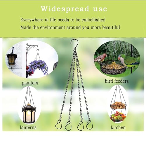 21 Inches 4 Leads Hanging Baskets Chains for Hanging Plant Flower Pot Hanger Bird Feeder Lanterns Billboard, Wall-Mounted Replacement Plant Hangers for Garden Balcony Yard Kitchen(Black,2 PCS)