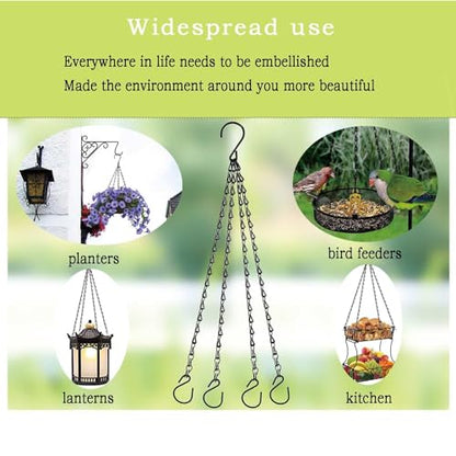 21 Inches 4 Leads Hanging Baskets Chains for Hanging Plant Flower Pot Hanger Bird Feeder Lanterns Billboard, Wall-Mounted Replacement Plant Hangers for Garden Balcony Yard Kitchen(Black,2 PCS)