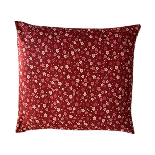 Zabuton Floor Pillow with Removable Cover - Traditional Japanese Decor | 90% Cotton, 10% Polyester Filling, Fluffy Floor Cushion for Couch, Living Room Seating or Meditation - color: Sakura Red