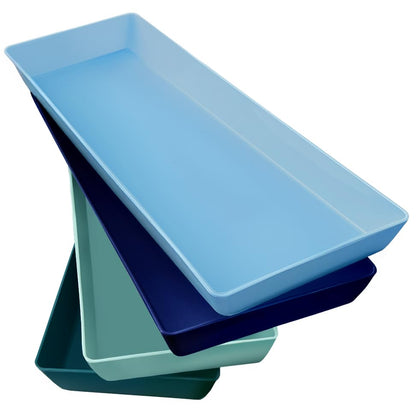 US Acrylic Coastal Plastic Serving Trays (Set of 4) 15” x 5” | Narrow Unbreakable Reusable Rectangular Party Platters | Serve Appetizers, Fruit, Veggies, & Desserts | BPA-Free & Made in USA - color: Coastal, size: 15" x 5"