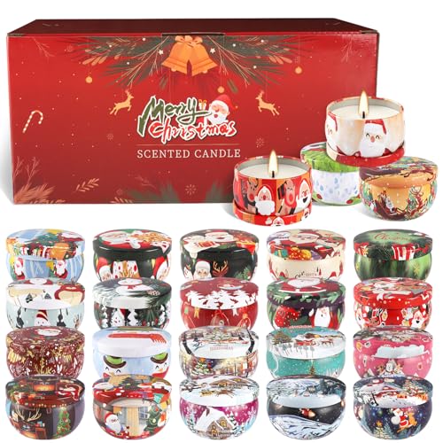 24 Packs Christmas Scented Candles Gift- Aromatherapy Candle-2.5oz Soy Wax-Long Lasting Burn time, Advent,Christmas Thanksgiving Gifts, Home Decor. - color: Red