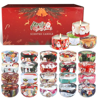 24 Packs Christmas Scented Candles Gift- Aromatherapy Candle-2.5oz Soy Wax-Long Lasting Burn time, Advent,Christmas Thanksgiving Gifts, Home Decor. - color: Red