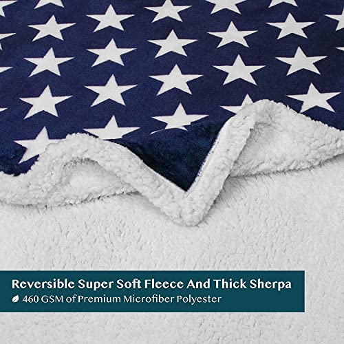 Pavilia Patriotic Blanket - American Flag Throw Blanket for Sofa Couch Bed, Soft Microfiber Sherpa Fleece Reversible, USA Military Veteran July 4th Gift - 50 x 60 Inches - color: American Flag, size: 50 x 60 Inches - Throw
