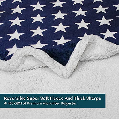 Pavilia Patriotic Blanket - American Flag Throw Blanket for Sofa Couch Bed, Soft Microfiber Sherpa Fleece Reversible, USA Military Veteran July 4th Gift - 50 x 60 Inches - color: American Flag, size: 50 x 60 Inches - Throw