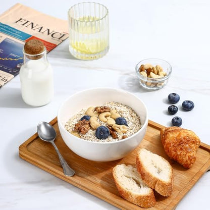 Selamica Ceramic Cereal Bowls set of 6, 24 oz Soup Bowls for Salad, Oatmeal, Microwave Dishwasher Safe, White - color: White, size: 24 Oz