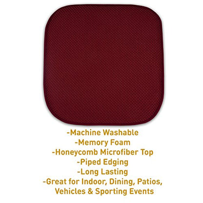 4 Pack Memory Foam Honeycomb Nonslip Back 16" x16" Chair/Seat Cushion Pad - color: Wine Burgundy, size: 4 Pack