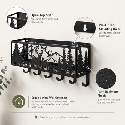 Deer Metal Wall Mail Organizer Wall Mounted Key and Mail Holder Mail Basket Hanging Mail Sorter and Key Organizer for Entryway Bedroom Bathroom - size: Small, style: Mail Shelf
