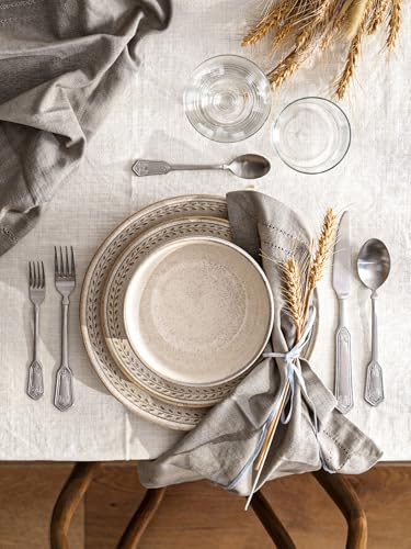 LE TAUCI 24 Piece Dinnerware Sets for 8, Large Plates and Bowls Sets, Ceramic Dishes Set for 8, Modern Stoneware Tableware, Chip Resistant, Ideal for Hosting, Reactive Beige (8"&10" Plate, 27oz Bowl) - size: 8 Set(24pcs)