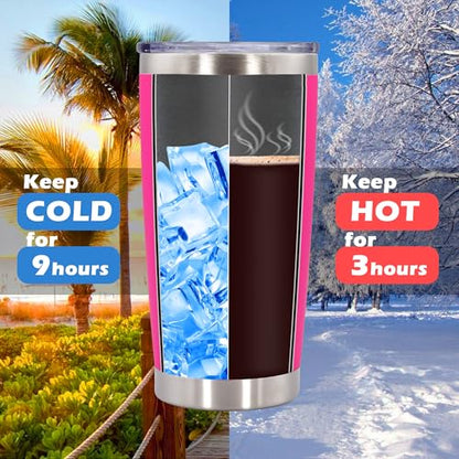 20oz Tumbler with Lid Stainless Steel Tumblers Insulated Mug Hot Pink 12P - color: Hot Pink