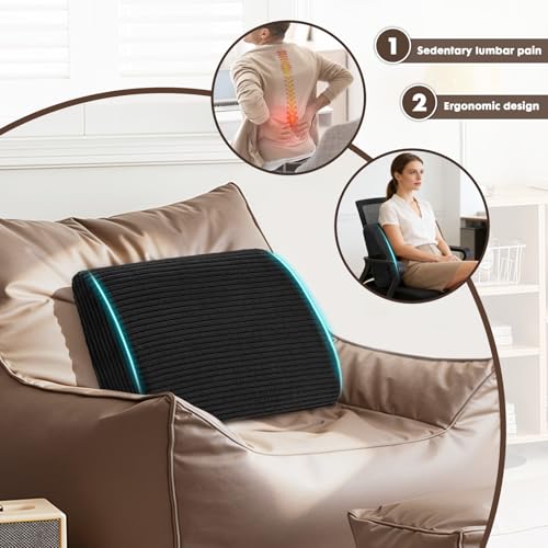 Large Lumbar Cushion Lumbar Support Pillow, Ergonomic Lumbar Pillow with Machine Washable, Help Relieve Pain of Back, Lumbar, Tailbone and Sciatic Nerve Support. (Black) - color: Black