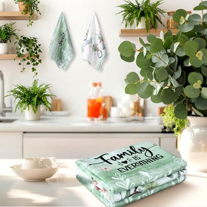 6 Pack Summer Floral Kitchen Towels Sets | Wildflower Hummingbirds Branches Hand Dish Towels for Kitchen Bathroom Home Supplies Housewarming Gift 16 - color: Green, style: Spring Nature