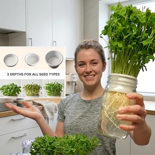 Honeycomb Sprouting Trays for Mason Jars, 3-Pack Seed Starter | Deep, medium, shallow depths, PLA material, soil-free use for beans, grains, herbs, kitchen counters