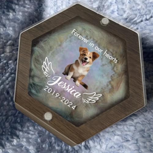 Personalized Wooden Pet Hair Keepsake Box, Custom Pet Hair Memorial Box, Dog Fur Keepsake, Personalized Dog Portrait Gift, Engraved Loss of Pet Memorial Sympathy Gifts