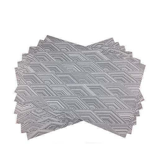 Luxury Placemats Woven Vinyl Non-Slip Insulation Heat Stain Resistant Washable Table Placemats Kitchen Dining Table Top Meal Mat Place Mats PVC Set of 6, Shape of Grey Diamond - color: Grey-diamond