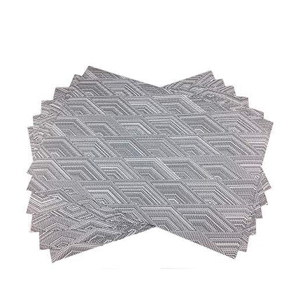 Luxury Placemats Woven Vinyl Non-Slip Insulation Heat Stain Resistant Washable Table Placemats Kitchen Dining Table Top Meal Mat Place Mats PVC Set of 6, Shape of Grey Diamond - color: Grey-diamond