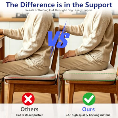 Chair Cushions for Dining Chairs Set of 4, 17" x 16" x 2.5" Thick D-Shaped Seat Cushions with Removable Washable Cover and Ties, Non-Slip Chair Pads for Kitchen, Indoor Dining Room (Beige) - color: Beige