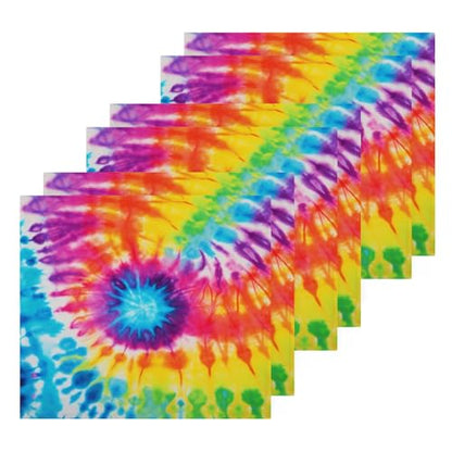 Cotton Washcloths Set of 6 Tie Dye Rainbow, Soft Absorbent Quick Dry Towels, Multi-Purpose Fingertip Towels for Bathroom Hotel Travel 12×12 in - size: onesize×6