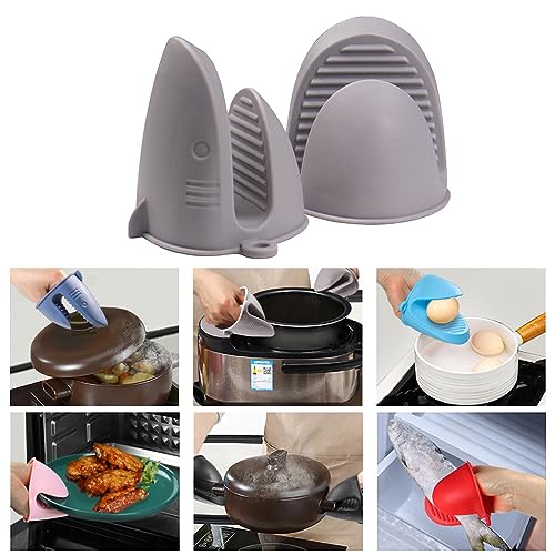 Oven Mitts，Mini Oven Gloves Silicone Heat Resistant Cooking Pinch Mitts Potholder for Air Fryer Kitchen Cooking & Baking (Grey) - color: Gray
